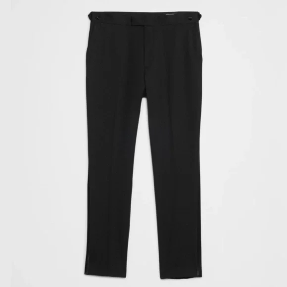 NWT Banana Republic Tailored Fit Tuxedo Black Suit Trouser Size 34 x 30